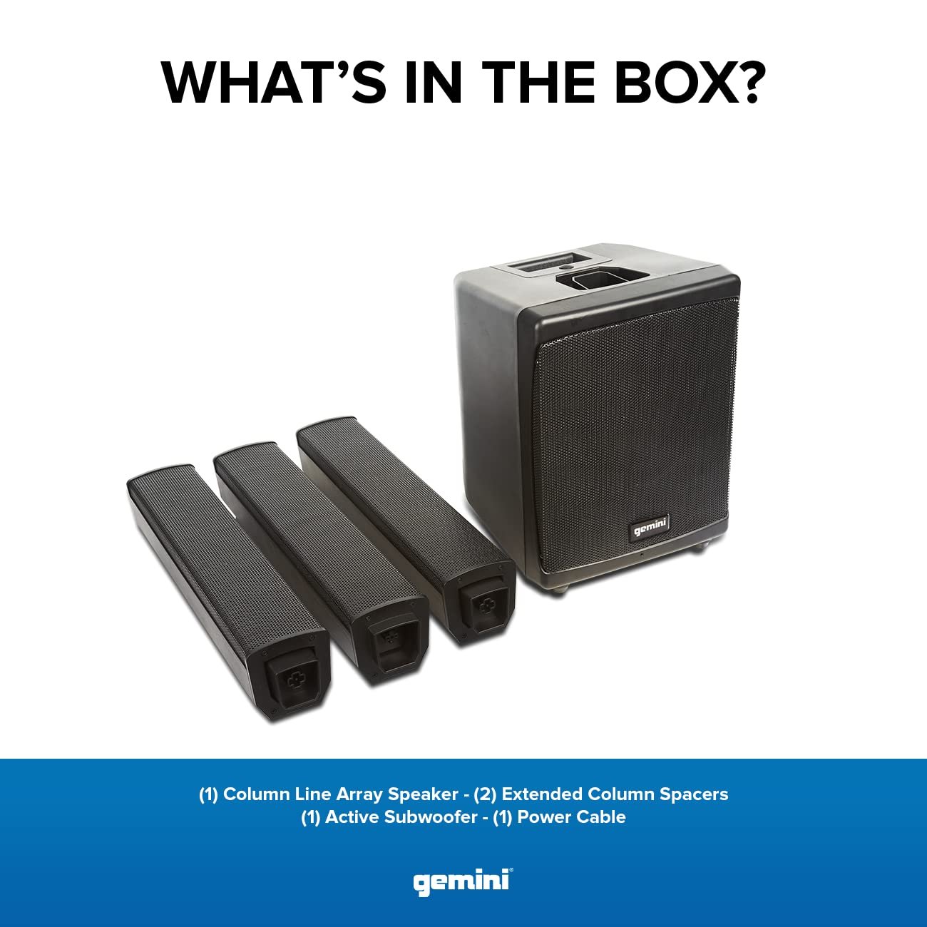 Gemini Sound WRX-900TOGO lightweight rechargeable line array speaker system with 4-channel mixer and battery-powered design