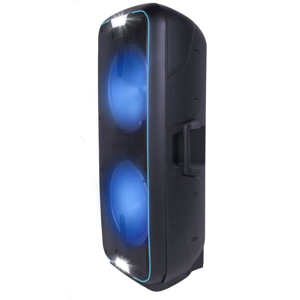 Gemini Sound dual 15-inch Bluetooth party speaker with LED lights, 2000W power, and AUX input.