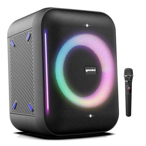 Gemini GRV-650L Bluetooth party speaker with LED lights and 6.5-inch woofer in black