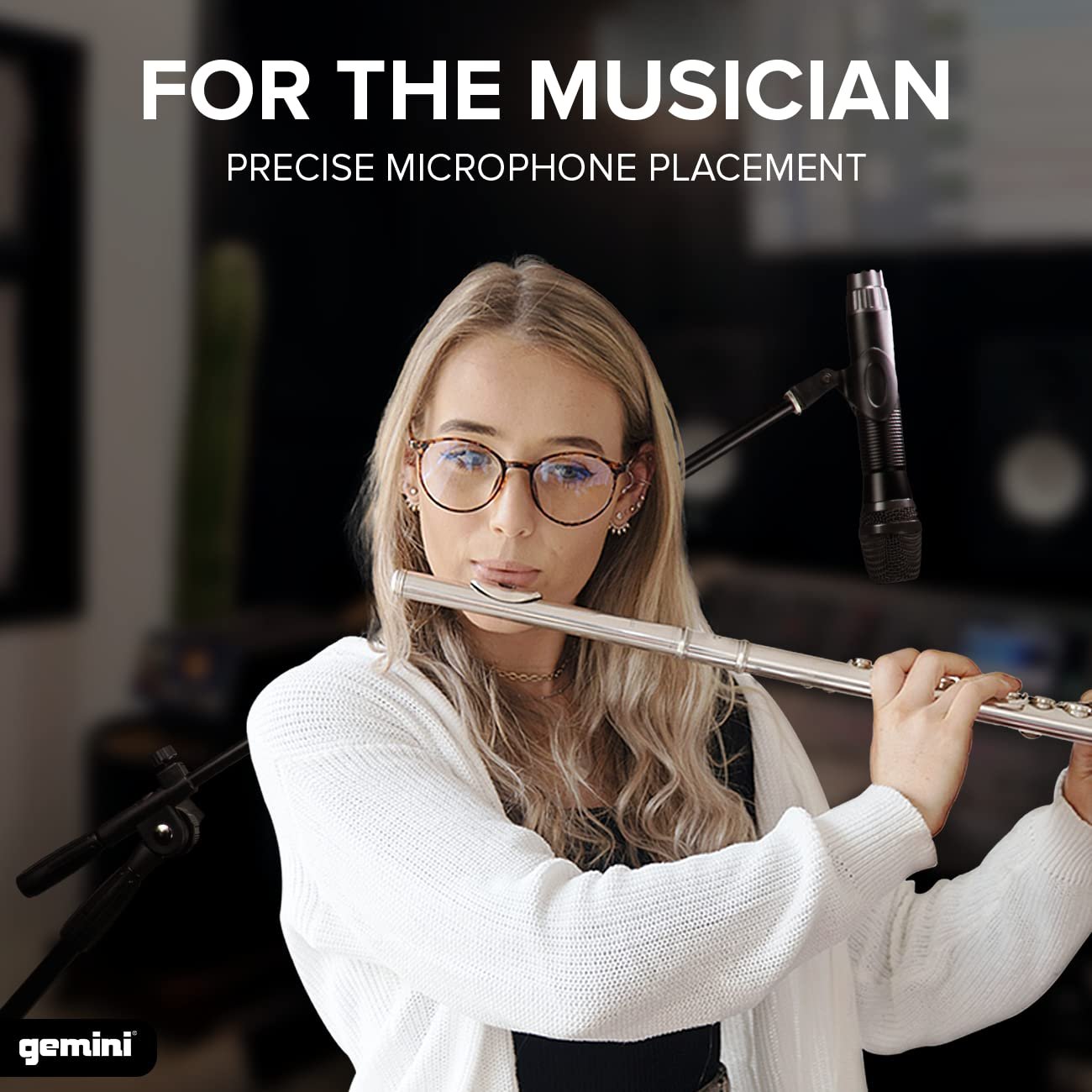 Gemini Sound MBST-01 adjustable height microphone stand in black, designed for durability and compatibility with boom stands