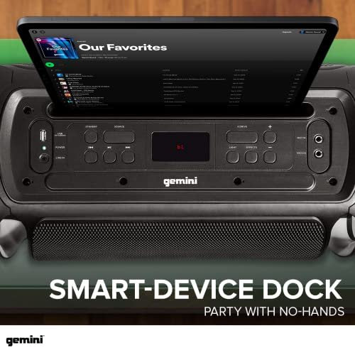 Gemini Sound GSYS-2400 Bluetooth home stereo system with dual 8-inch speakers and LED lights, 2000W power.