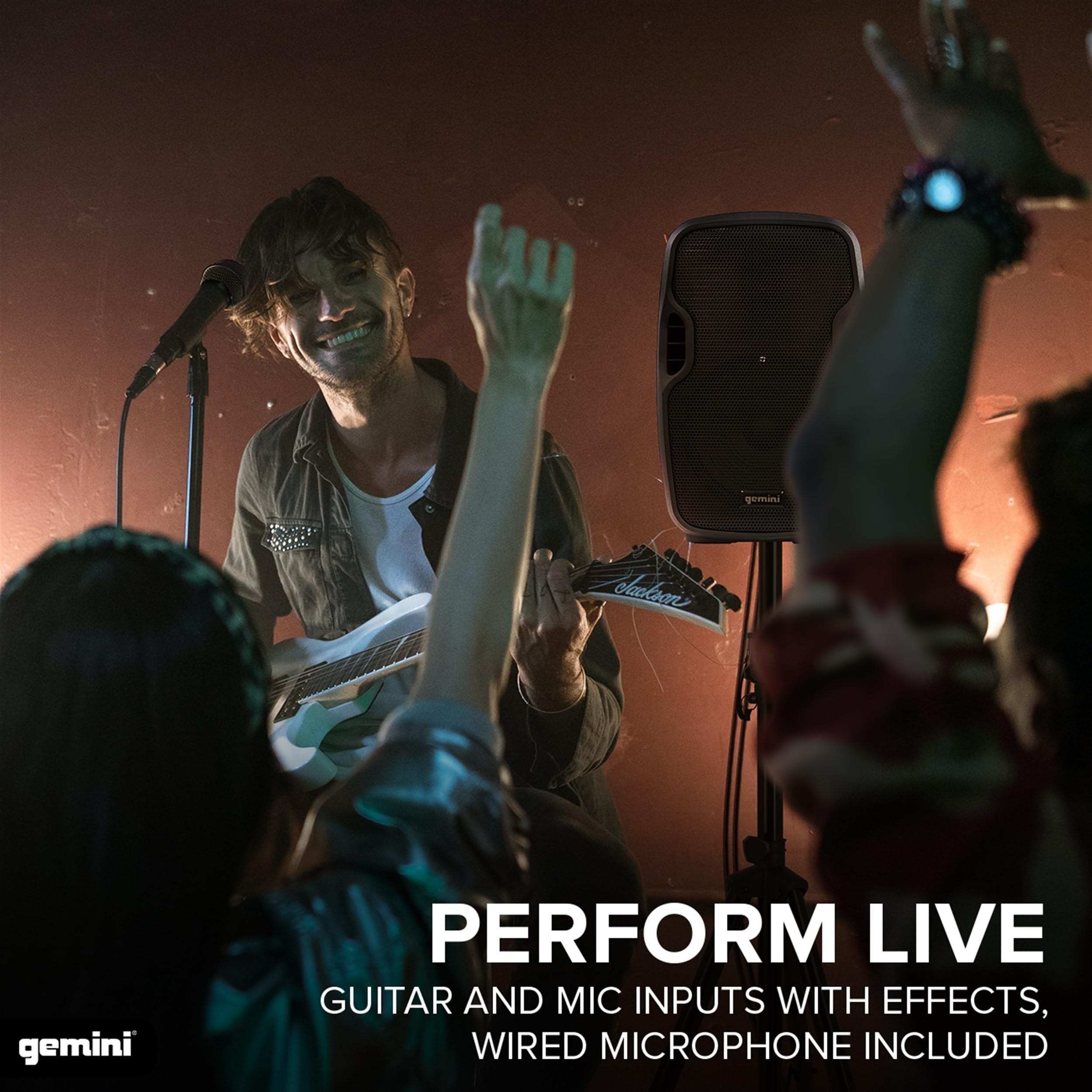Gemini Sound Flip AS-08TOGO portable Bluetooth PA speaker in black with built-in handle and control panel
