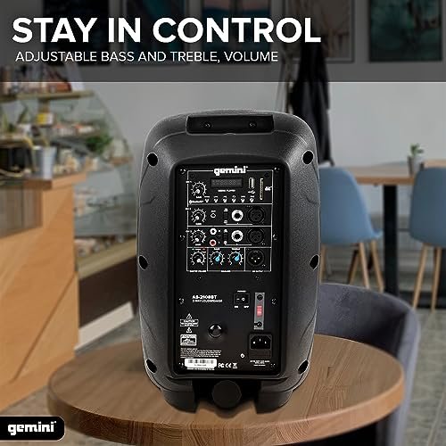 Gemini AS-2108BT 500W Active 8" Bluetooth PA Speaker System