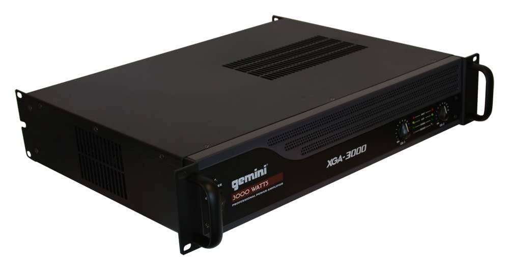 Gemini Sound XGA-3000 lightweight power amplifier, 3000W, black metal casing, designed for DJs and PA systems