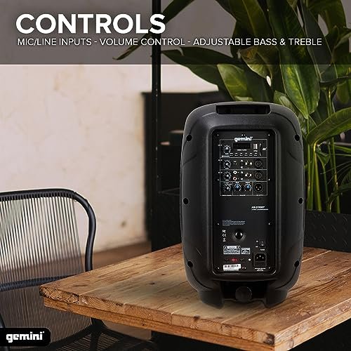 Gemini AS-2110BT 10-inch Bluetooth PA speaker in black with USB/SD inputs and 1000W power