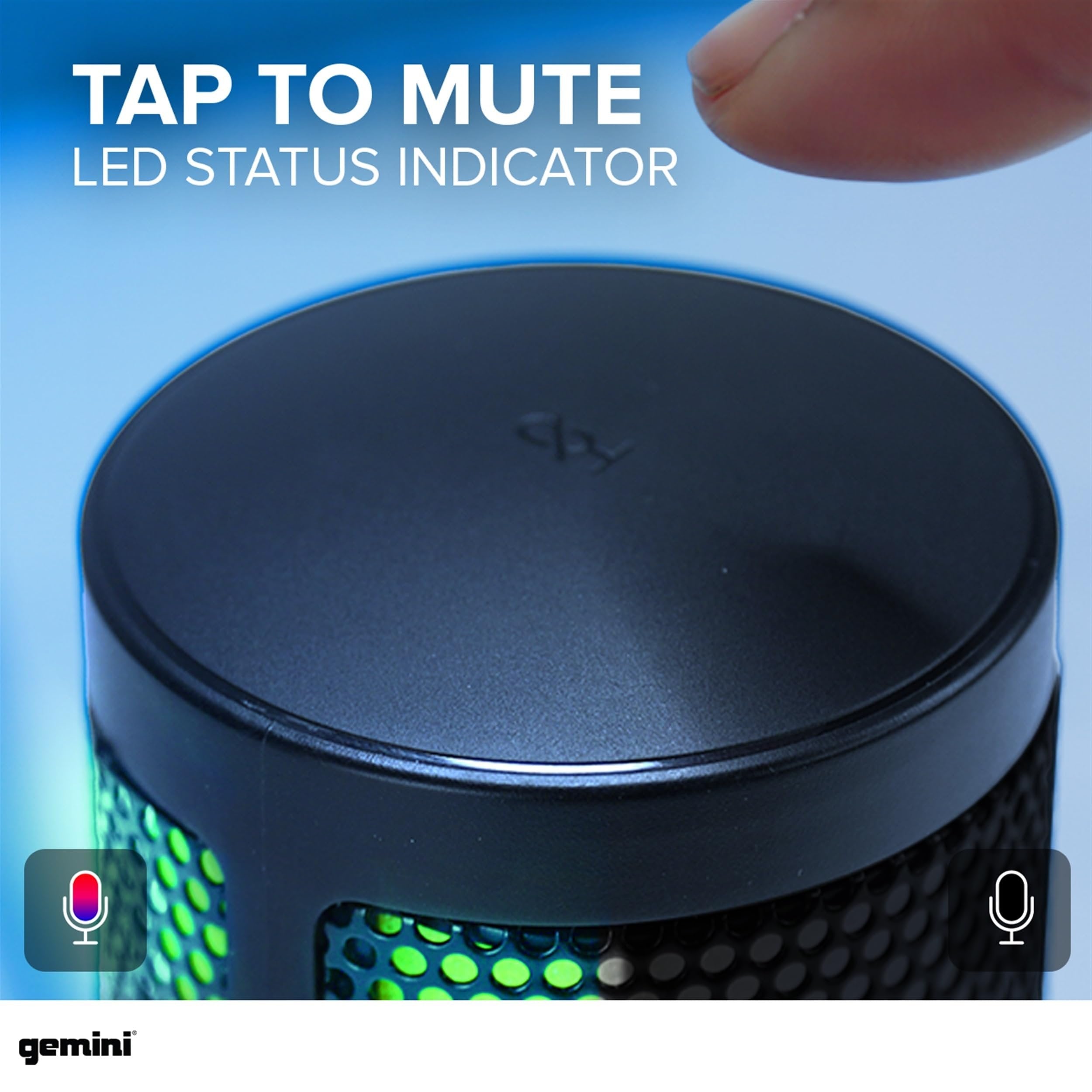Gemini GSM-100 USB gaming microphone in black with cardioid pickup for crystal clear audio
