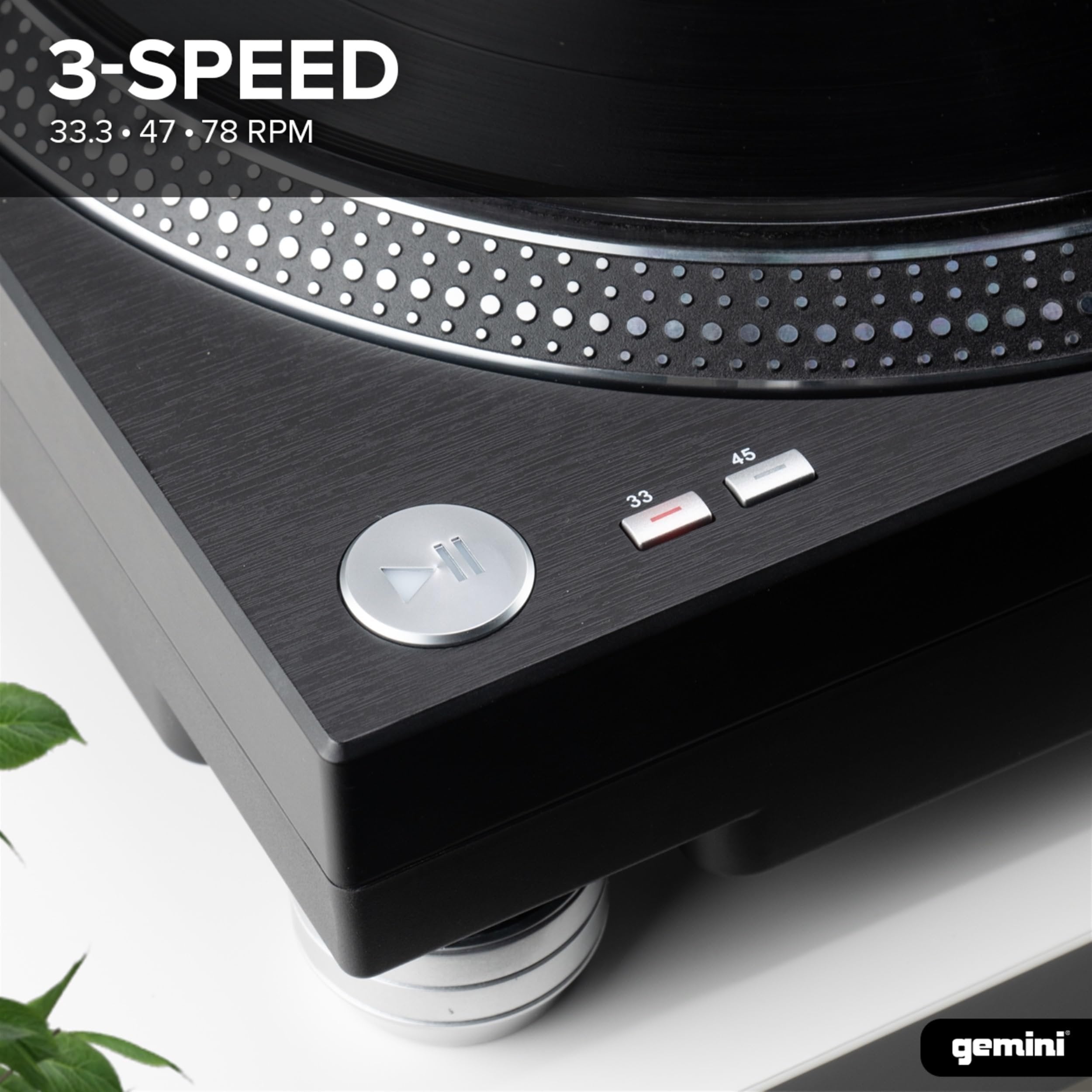 Gemini TT-1200 aluminum belt drive turntable with USB, anti-skate feature, and Audio-Technica stylus