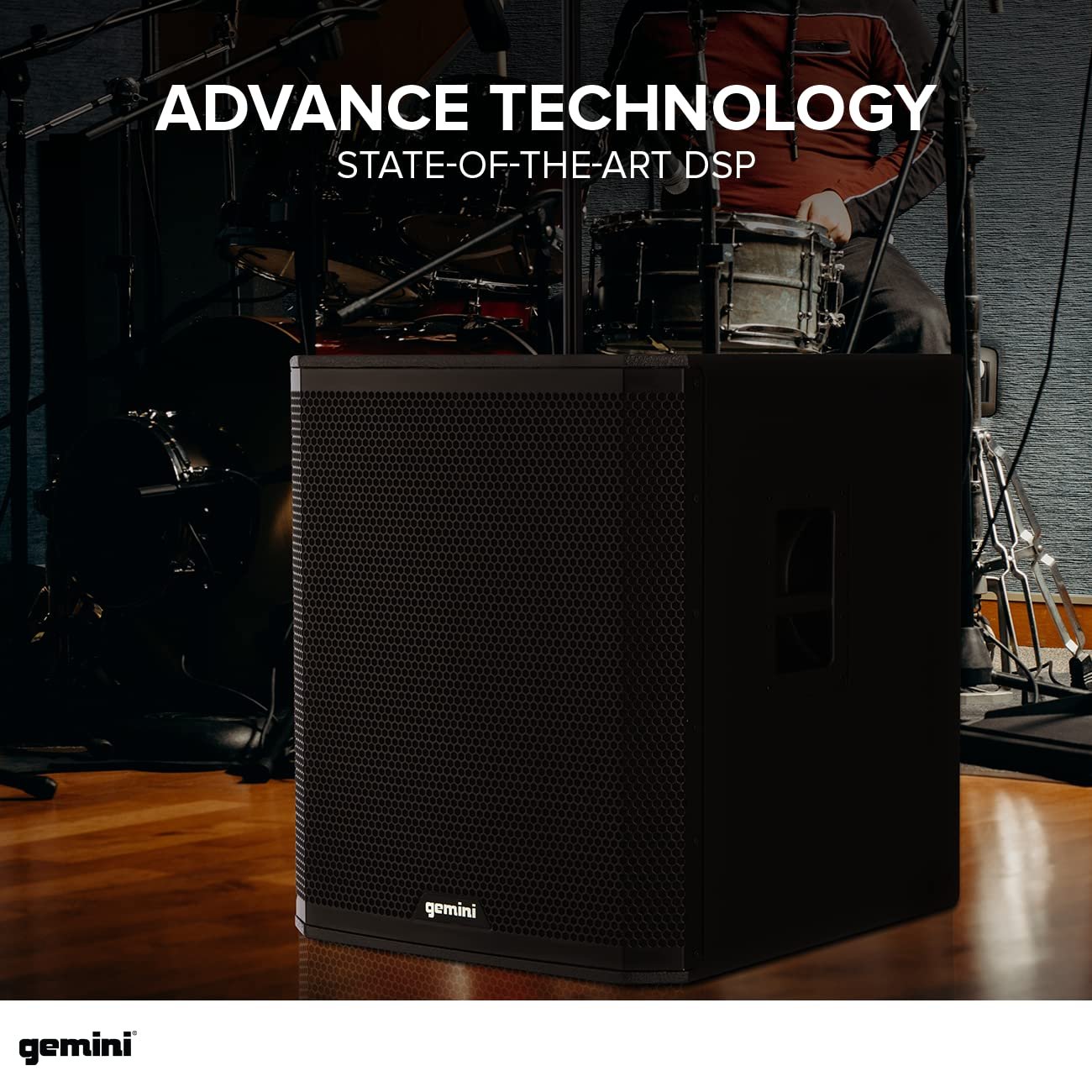 Gemini ZRX-S18BT 18-inch black Bluetooth subwoofer with 2400W peak power and 600W RMS for DJ use