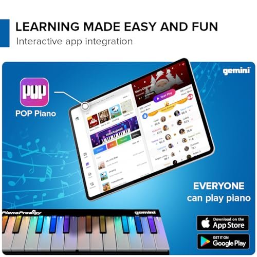 Gemini Sound Flip 24-key smart wireless MIDI keyboard with light-up keys, portable design in sleek black finish