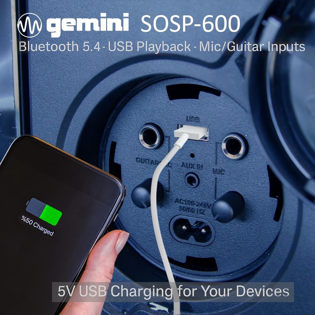Silver Gemini SOSP-600 floating Bluetooth speaker, 300W, waterproof IP67, with 24hr battery and 270-degree sound