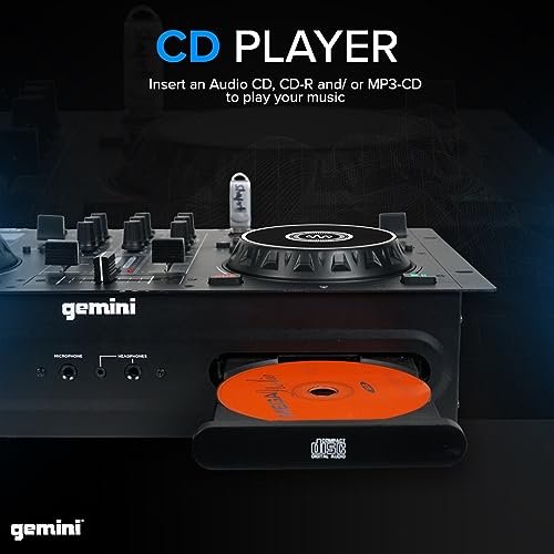 Gemini Sound CDM-4000BT Dual CD USB DJ Player with Bluetooth, featuring sleek black design and customizable controls.