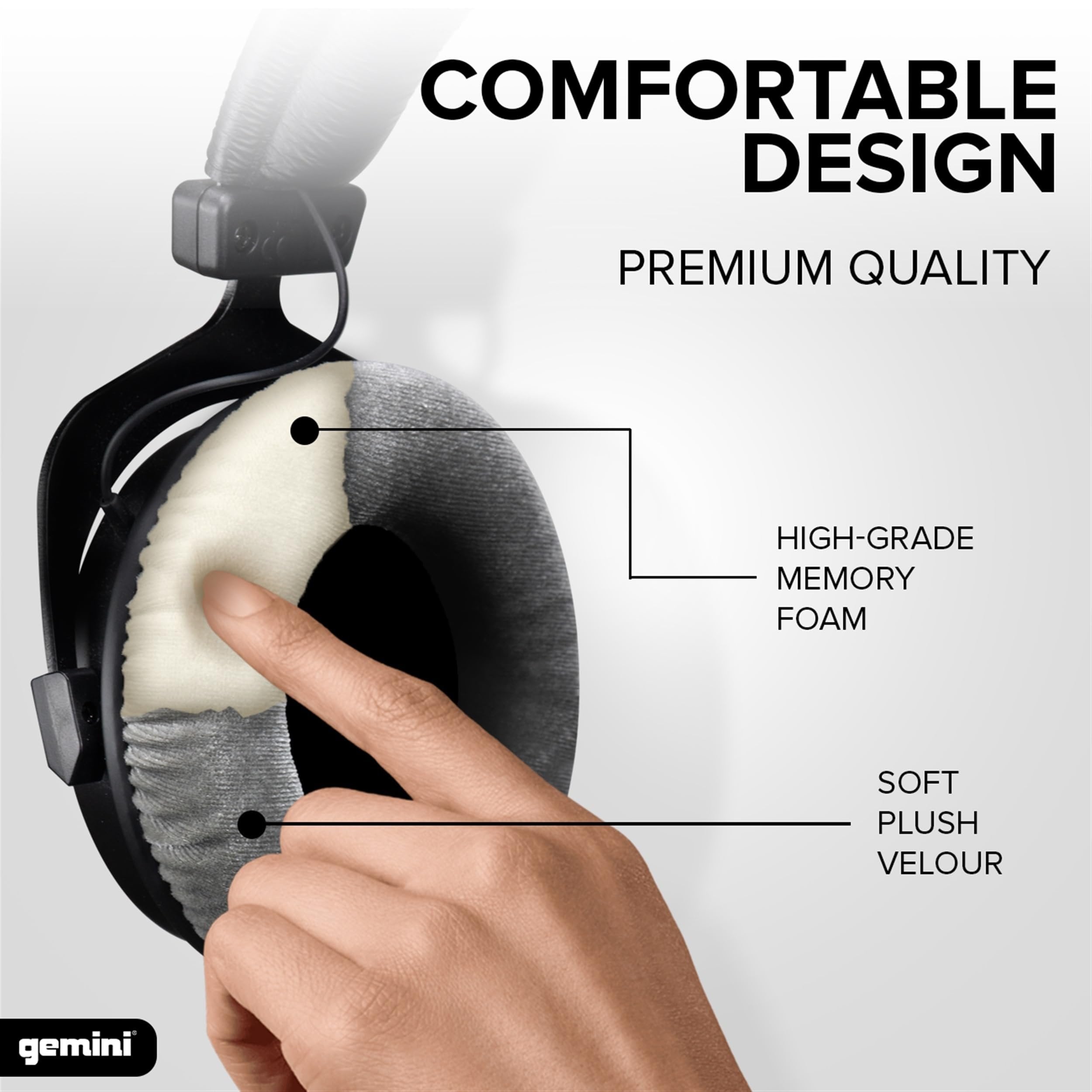 Gemini DJX-1000 professional DJ monitoring headphones with soft pads and closed-back design