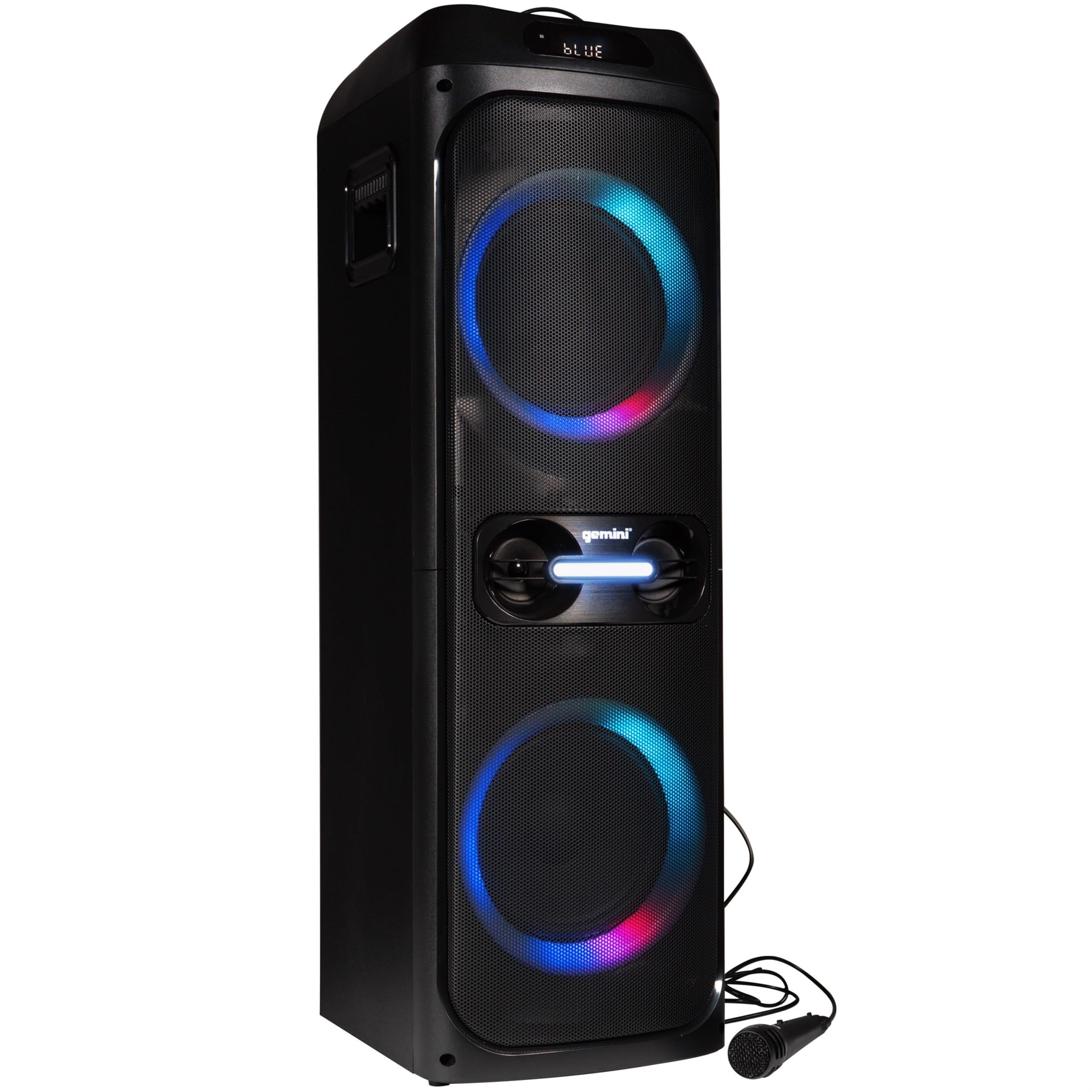 Gemini Sound GHK-2800 portable Bluetooth speaker with RGB LED lights and 8-inch woofers, 4800W power