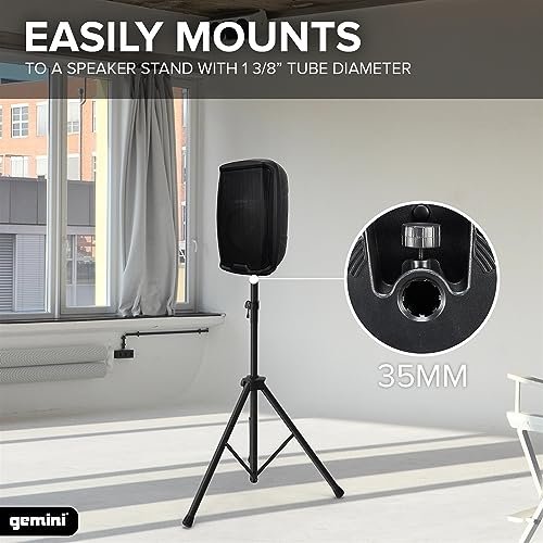 Gemini AS-2108BT 500W active 8-inch Bluetooth PA speaker system in black with front grille and control panel