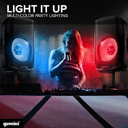 Gemini AS-2115BT-LT-PK 15" 2000W Bluetooth PA Speaker with LED