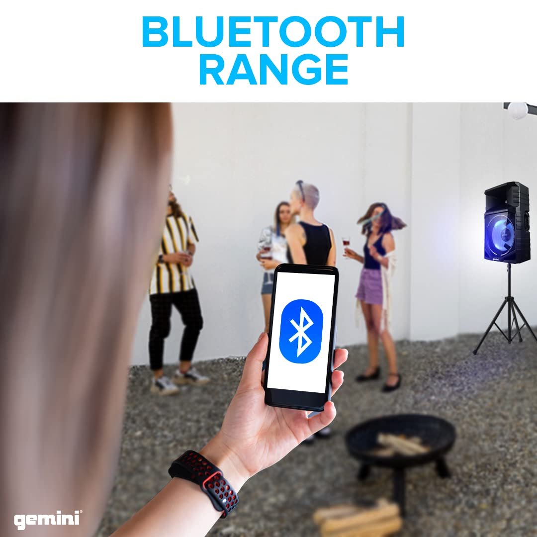 Gemini Sound GSW-T1500PK weatherproof 1500W Bluetooth PA speaker with stand and 15-inch bass-boost speaker