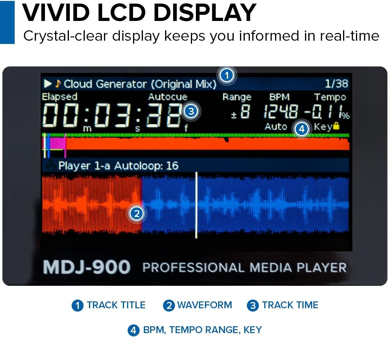 MDJ-900 Professional DJ Media Player 8-Inch Touch Screen USB