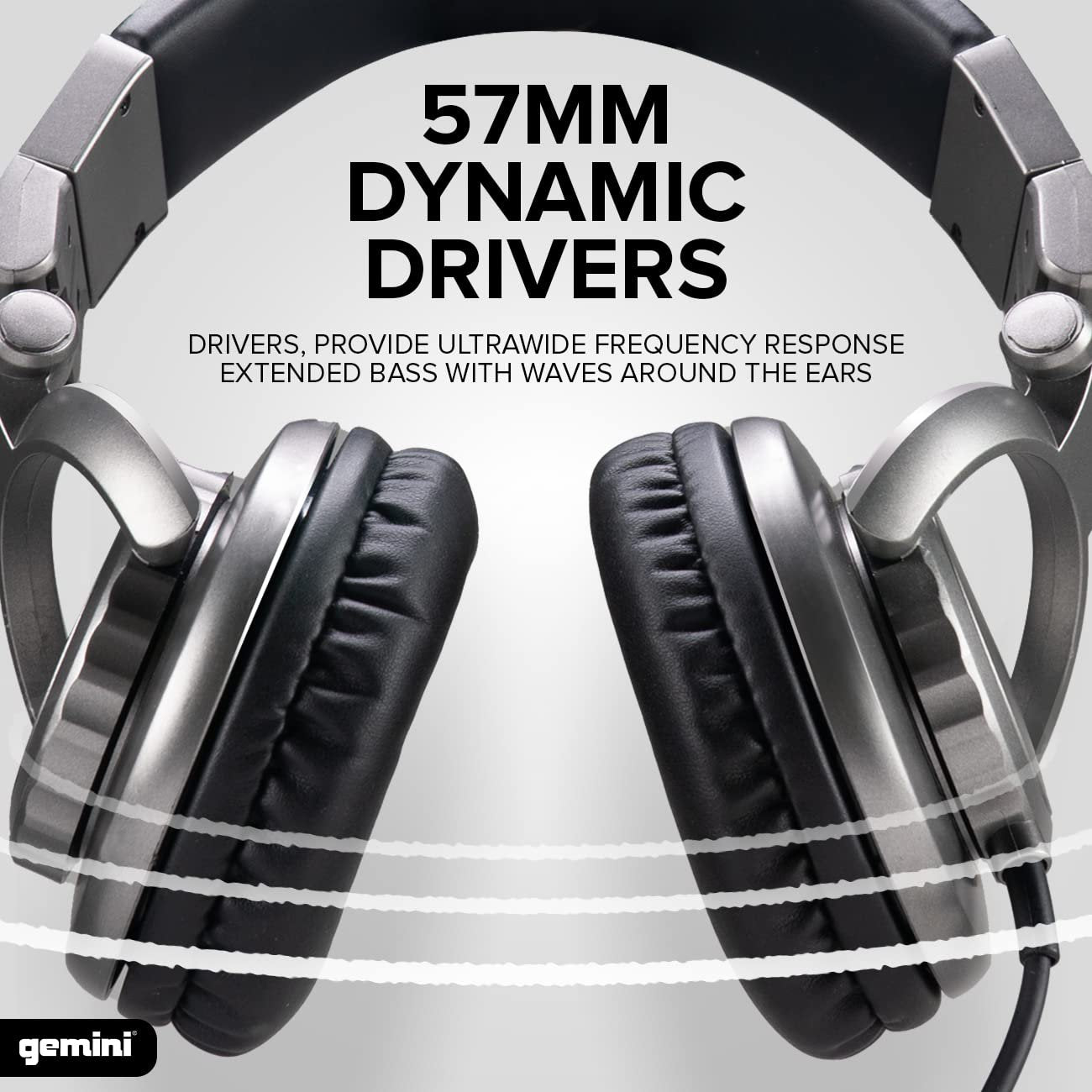 Gemini DJX-500 professional DJ headphones with soft ear pads and adjustable headband in black