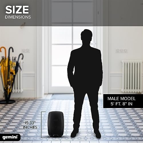 Gemini AS-2108BT 500W active 8-inch Bluetooth PA speaker system in black with front grille and control panel