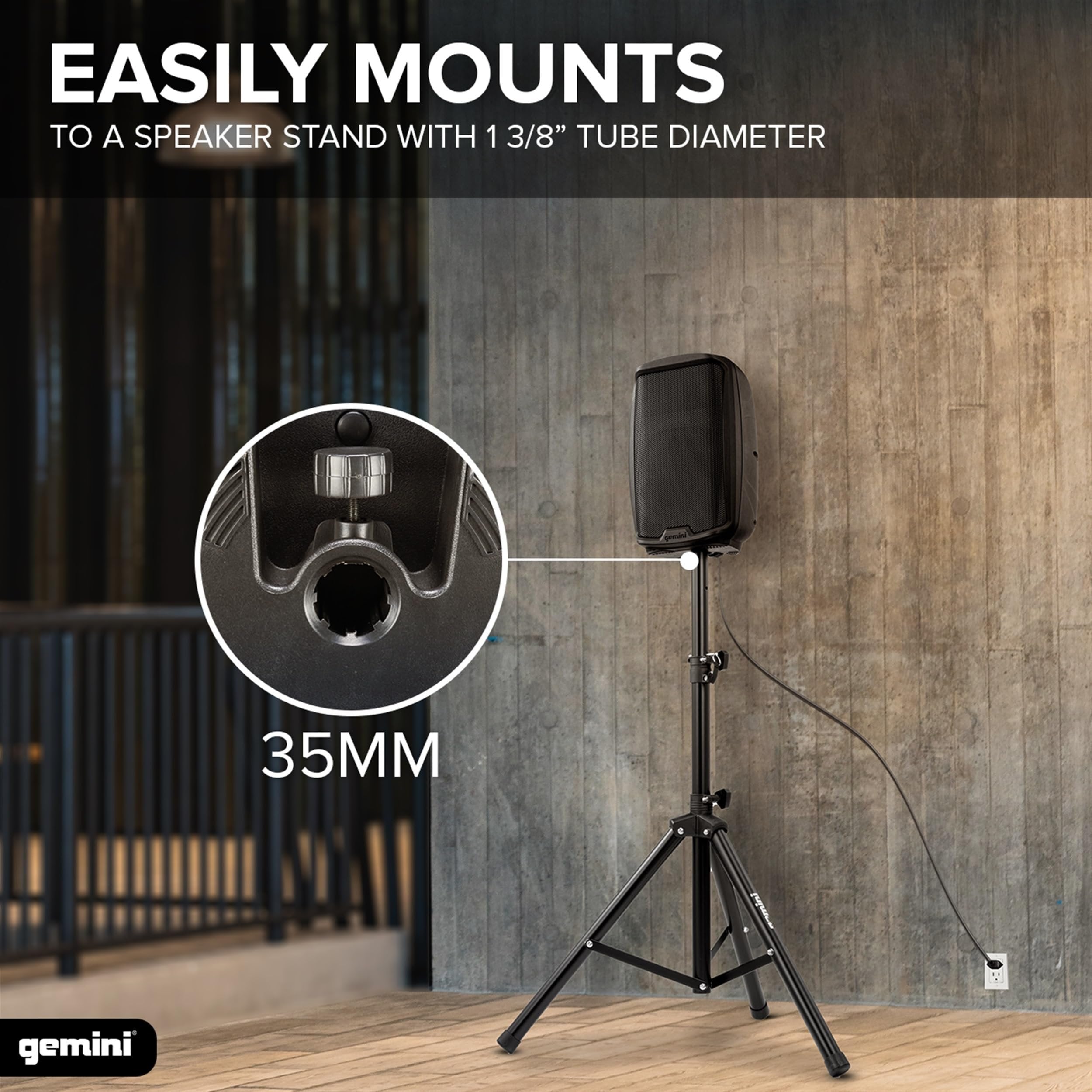 Gemini AS-2108P 500W active 8-inch PA speaker in black ABS cabinet with 1/4-inch input