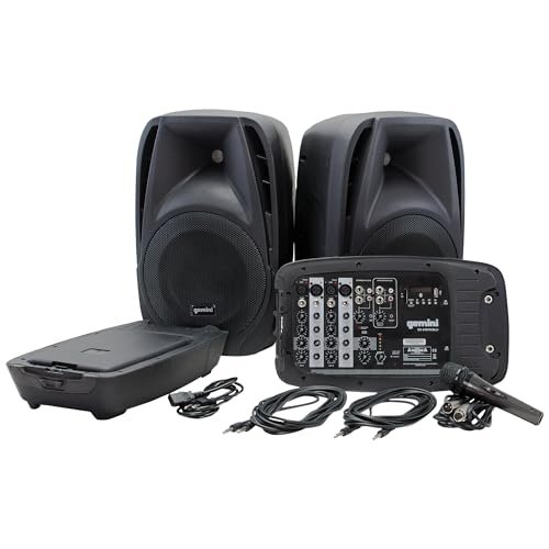 Gemini Sound ES-210MXBLU portable PA system with 150W amplifier and 10-inch speaker in blue