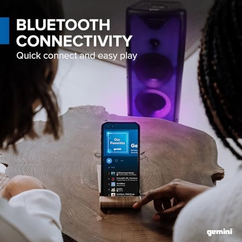 Gemini Sound GLS-550 portable Bluetooth party speaker with dual woofers, LED lights, and 16-hour battery life