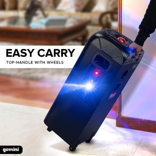 Gemini Sound GPLT-360 1000W portable Bluetooth speaker with 360° LED party lighting and bass-boost feature