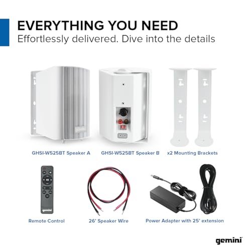 Gemini GHSI-W525BT Waterproof Outdoor Bluetooth Speakers White