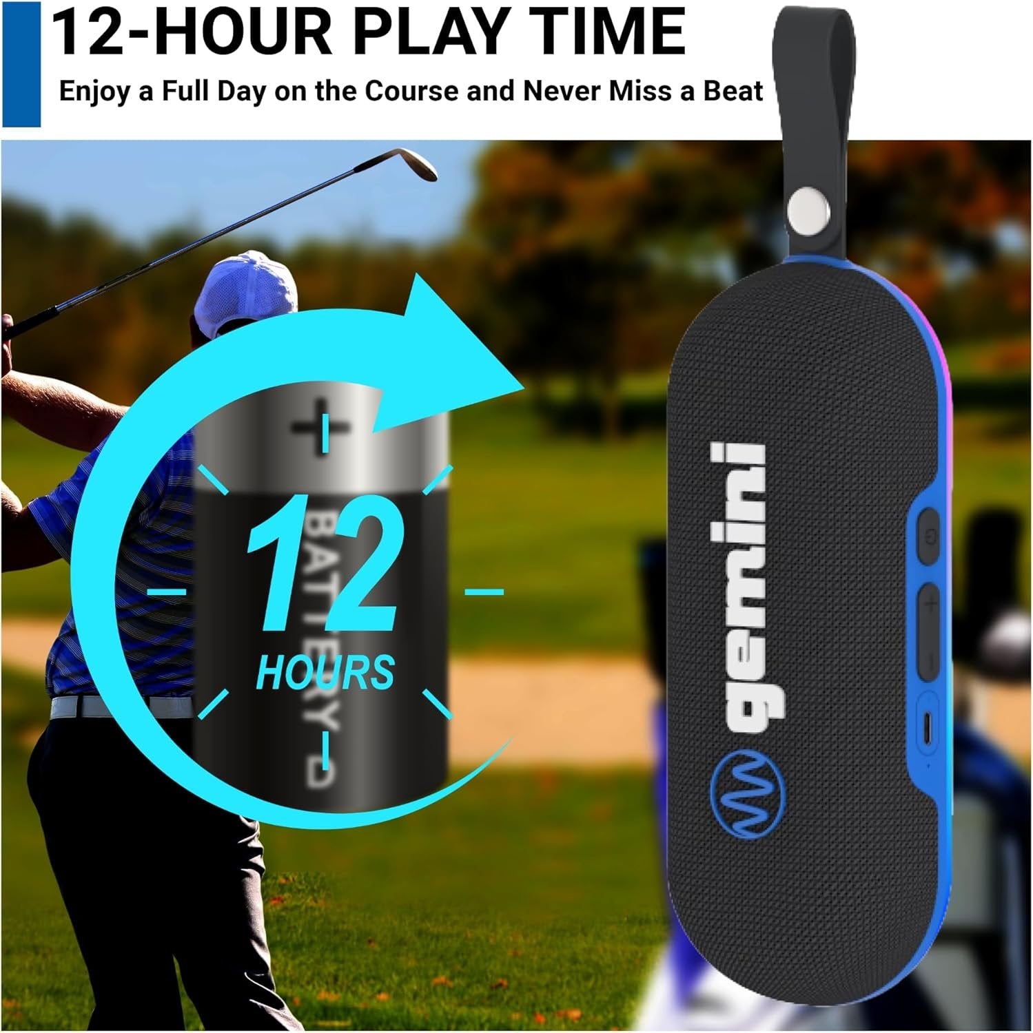 Magnetic Bluetooth Speaker Golf Cart - Portable IPX6 LED Speaker