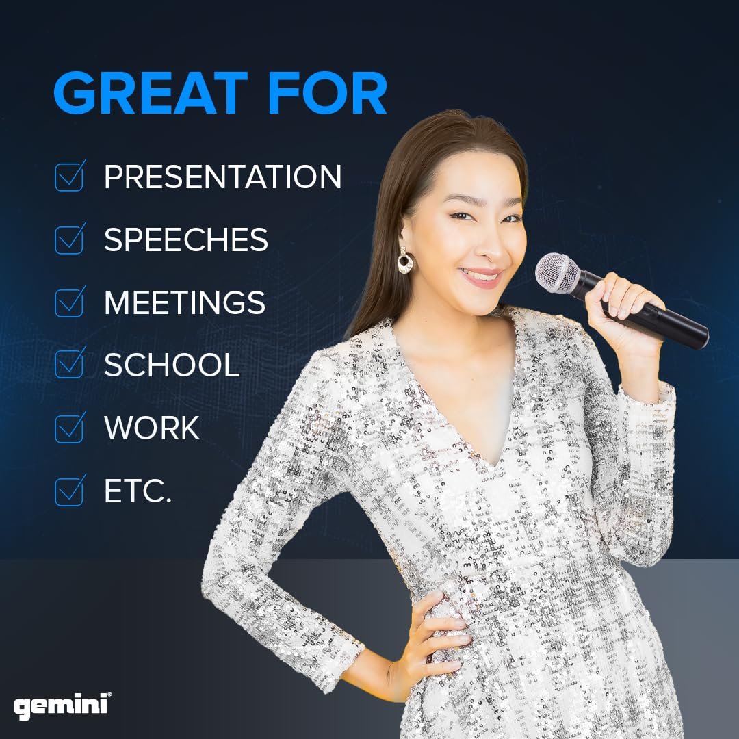 Gemini UHF-01M wireless microphone system with multi-frequency options for clear audio performance