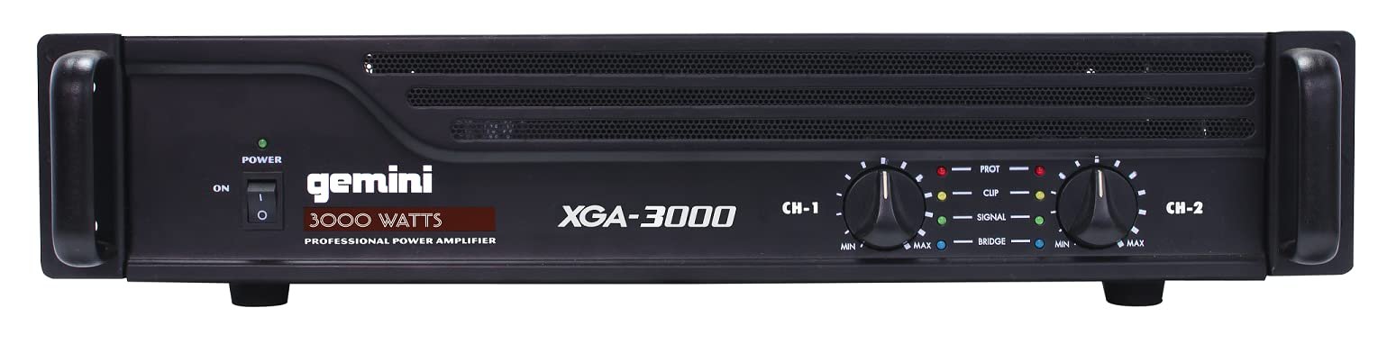 Gemini Sound XGA-3000 lightweight black power amplifier with 3000W output for DJ and PA systems