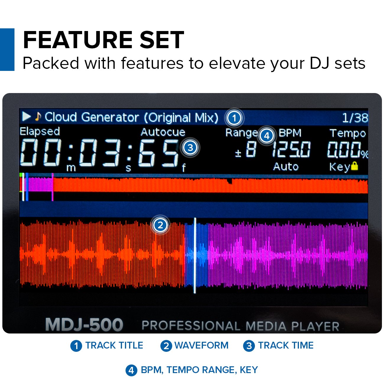 Gemini MDJ-500 compact DJ media player with sleek black design and intuitive controls for beginners