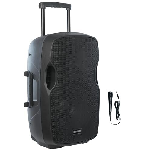Gemini AS-15TOGO 15-inch portable Bluetooth speaker with wheels, battery-powered, and rugged design.