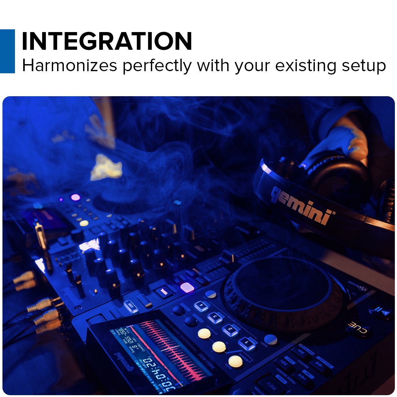 Gemini MDJ-500 compact DJ media player with sleek black design and user-friendly controls