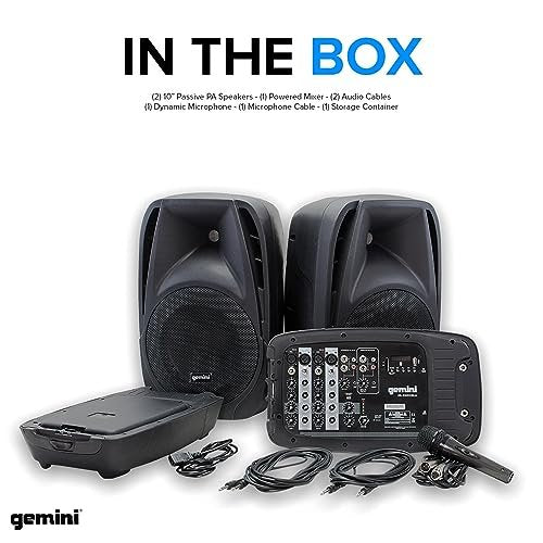 Gemini Sound ES-210MXBLU portable PA system with 150W amplifier and 10-inch speaker in blue