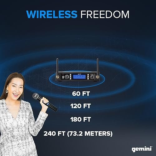 Gemini Sound UHF-6200M lightweight wireless microphone system with 240ft range and comfortable fit