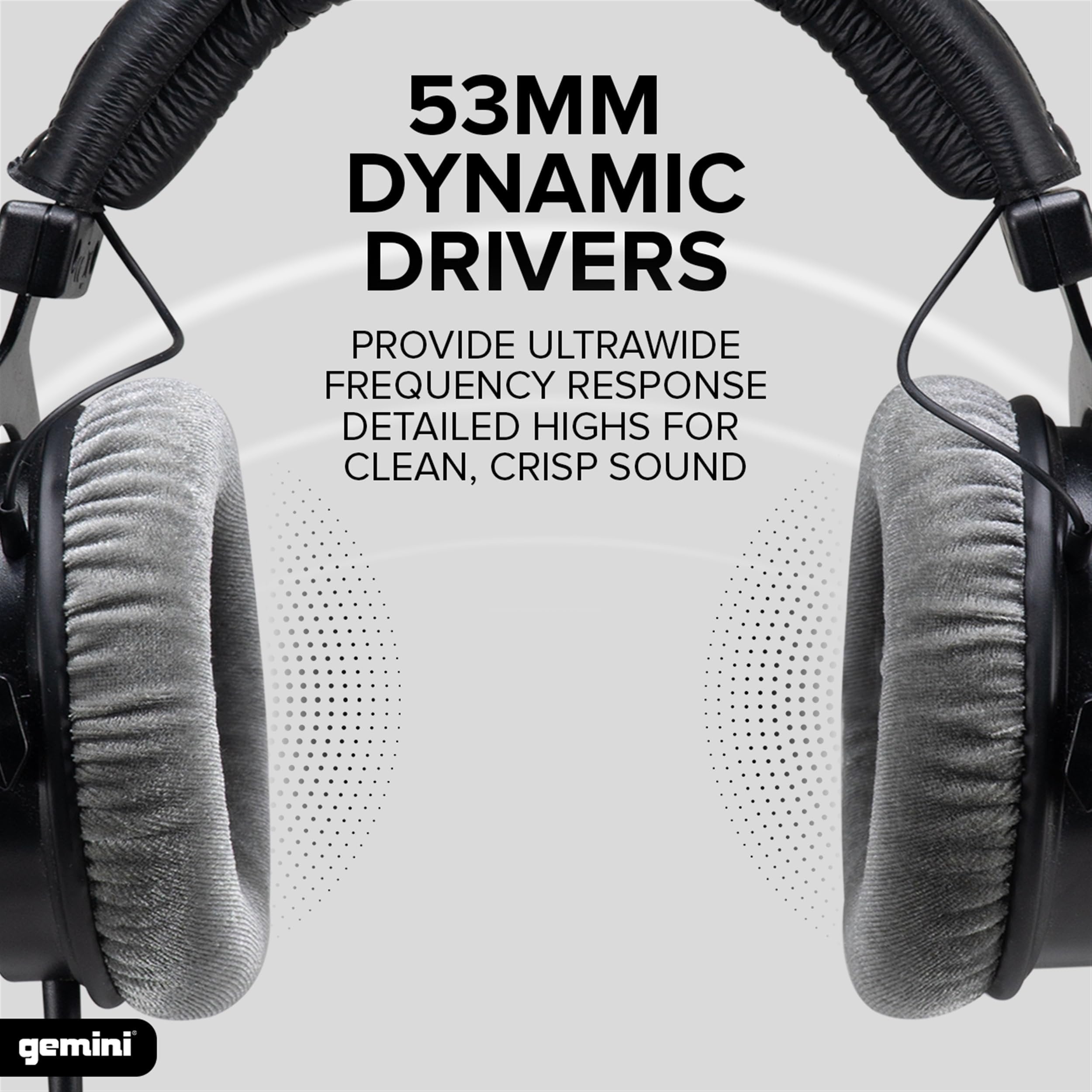 Gemini DJX-1000 closed-back professional DJ headphones with soft pads and adjustable headband in black