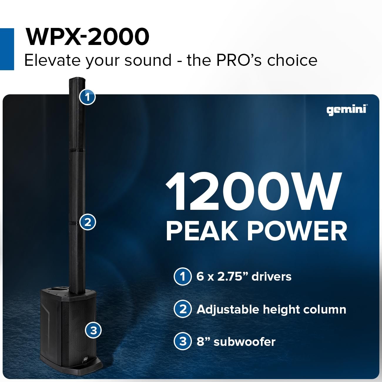 WPX-2000 Portable Line Array PA Speaker 1200W - DJ Sound System