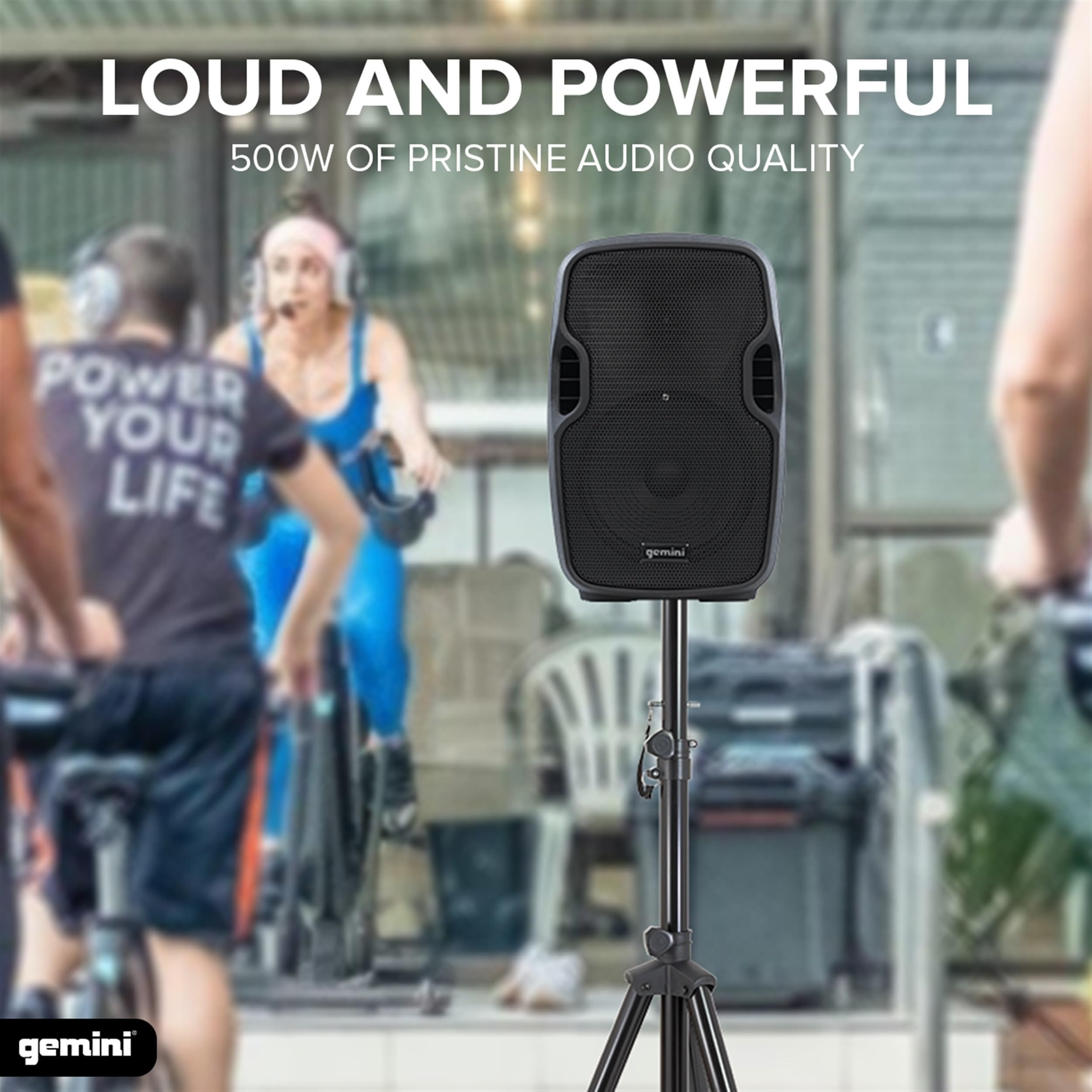 Gemini Sound Flip AS-08TOGO portable Bluetooth PA speaker in black with built-in handle and control panel