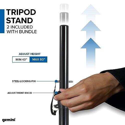 Black dual speaker PA system from Gemini Sound with sturdy design for events and entertainment.