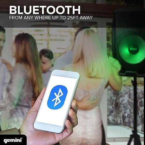 Gemini AS-2115BT-LT-PK 15" 2000W Bluetooth PA Speaker with LED