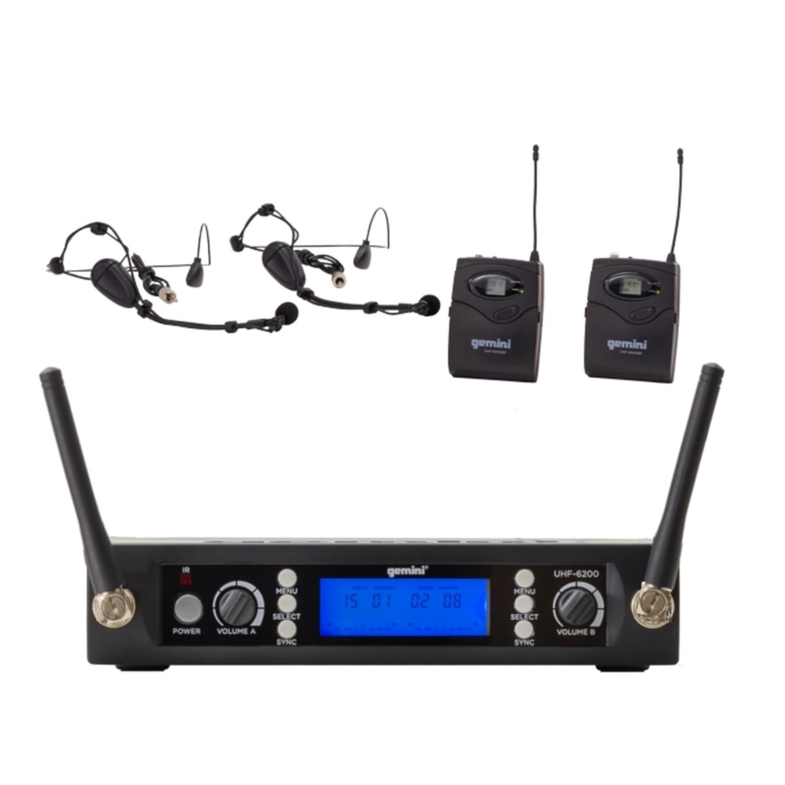 Gemini Sound UHF-6200HL lightweight wireless headset microphone system with comfortable fit and 240-foot range