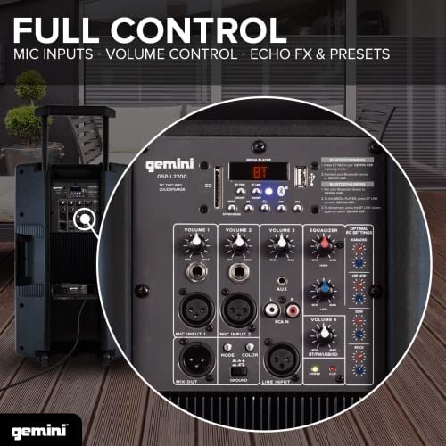 GSP-L2200PK 15" Bluetooth PA Speaker 2200W LED Party System