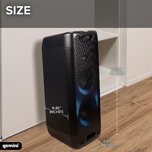 Gemini Sound GLS-550 portable Bluetooth party speaker with dual woofers, LED lights, and 16-hour battery life