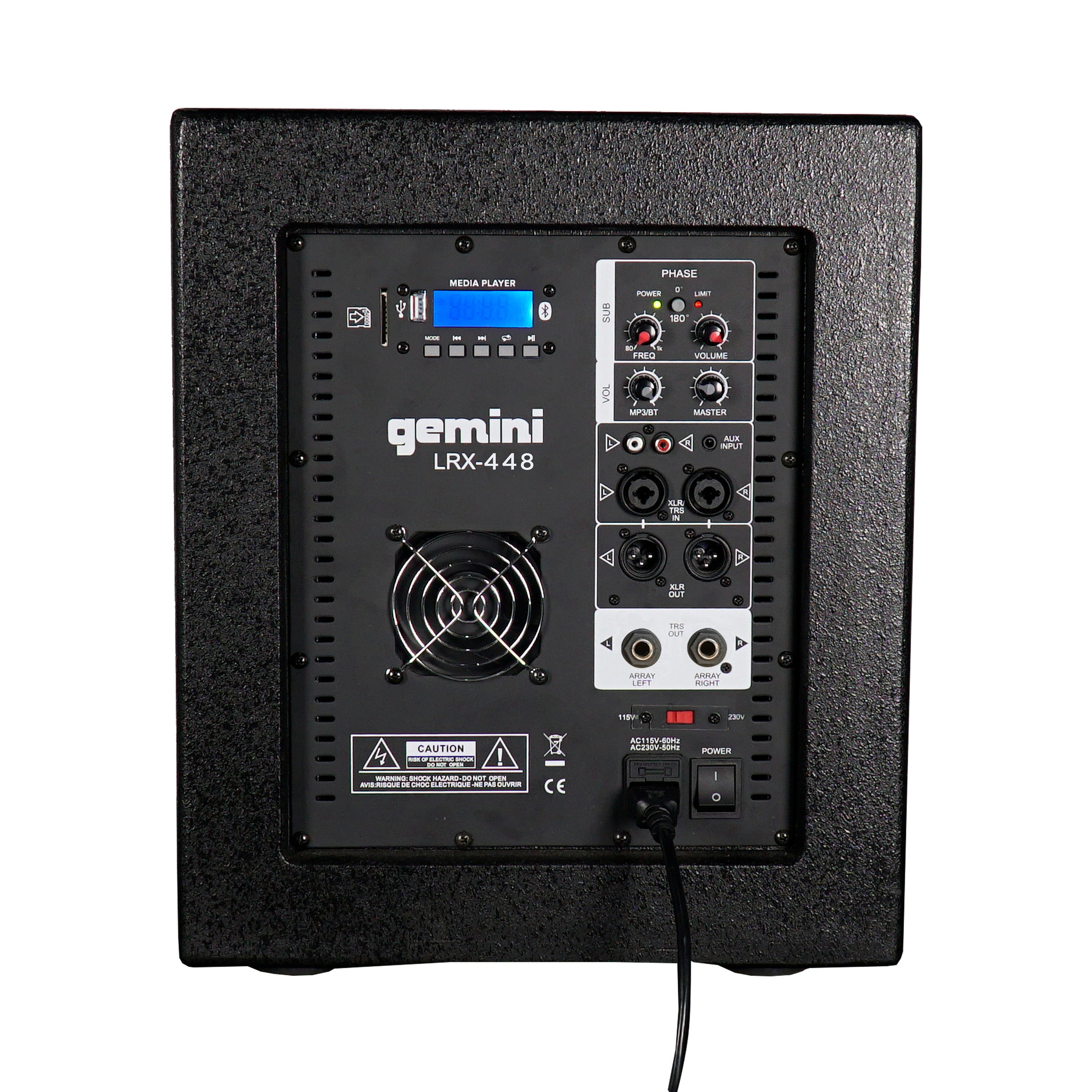 Gemini Sound LRX-448 portable line array PA system — 1000W peak, 12" subwoofer, Bluetooth/USB/SD playback
