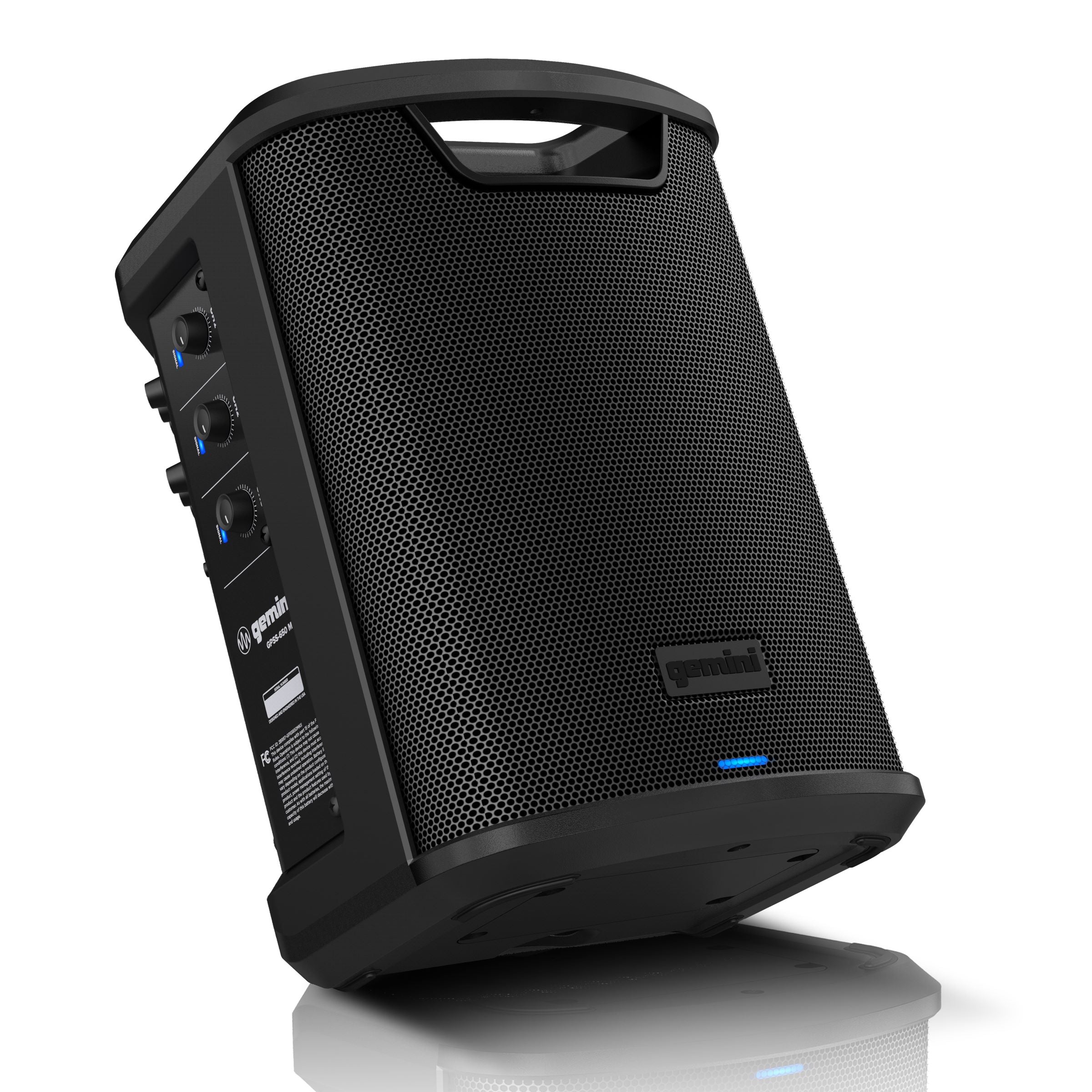 Gemini Sound GPSS-650 MKII portable rechargeable Bluetooth PA speaker — 100W RMS, 6.5" coaxial, 3-channel mixer with reverb