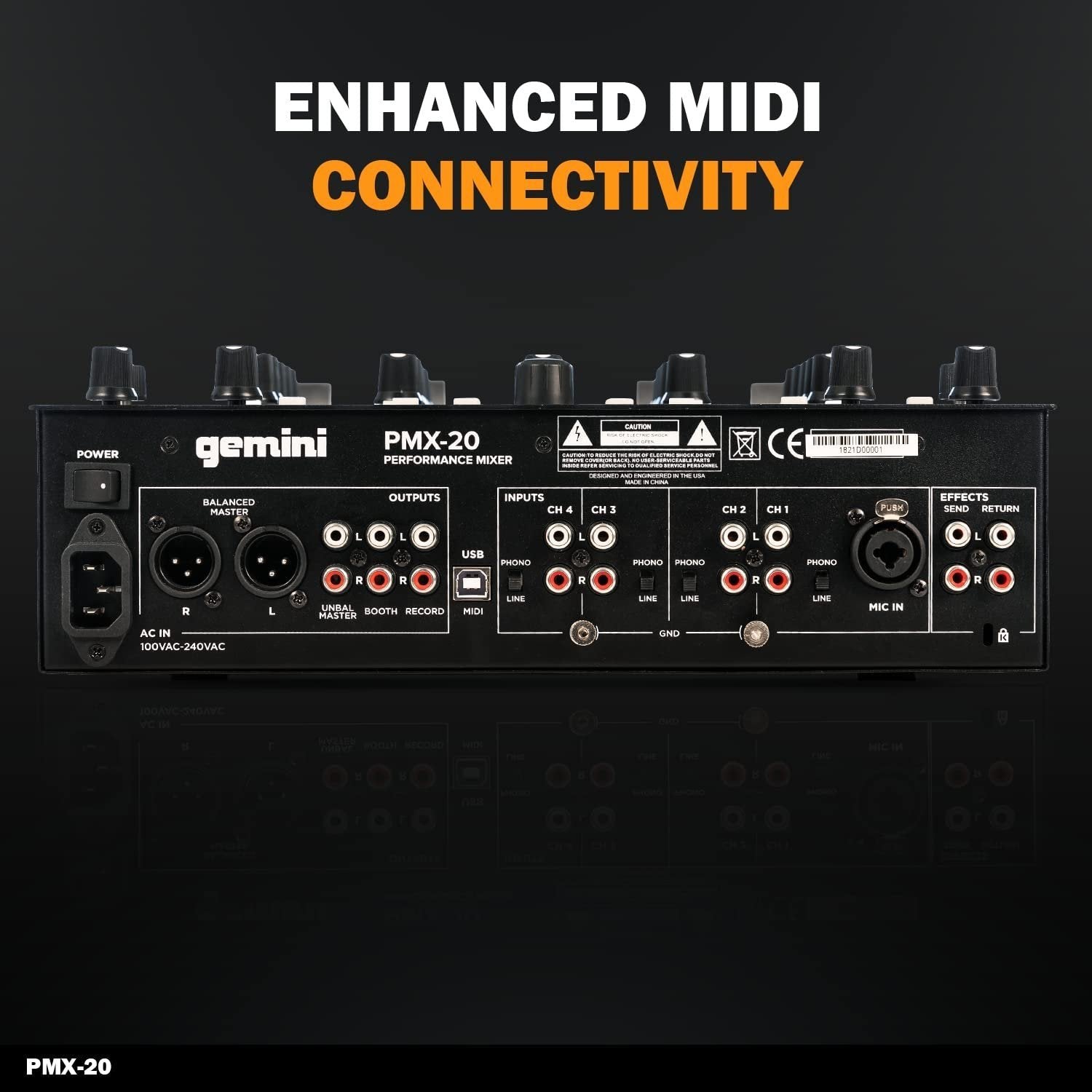 Gemini Sound DJ controller 4-channel, USB playback (PMX-20)
