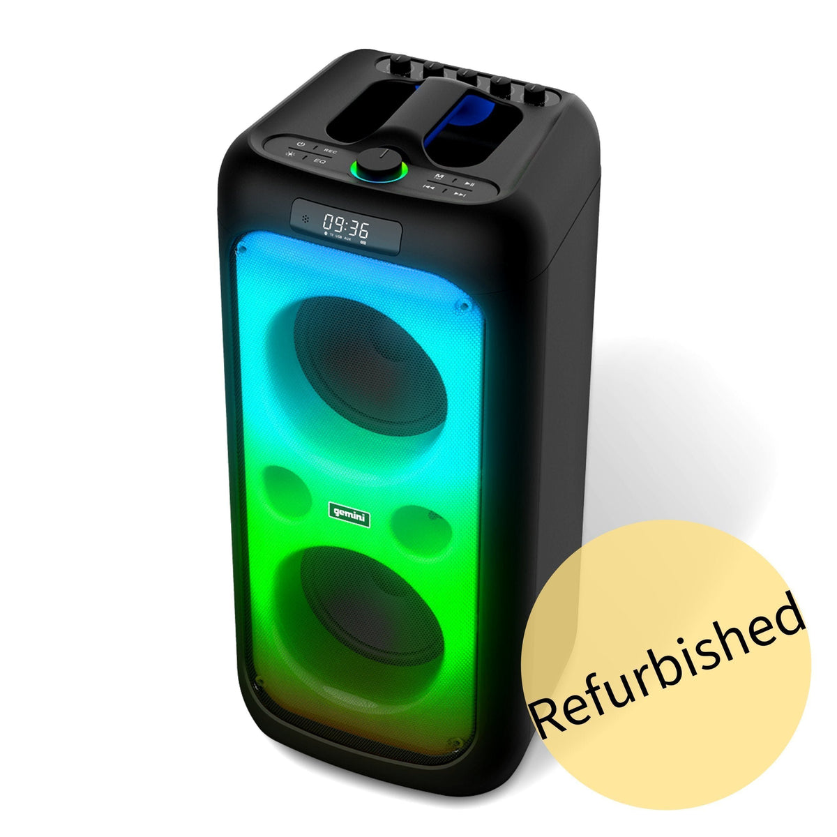 Gemini Sound karaoke speaker system, Bluetooth, wireless mics (GGO-2650L) — refurbished