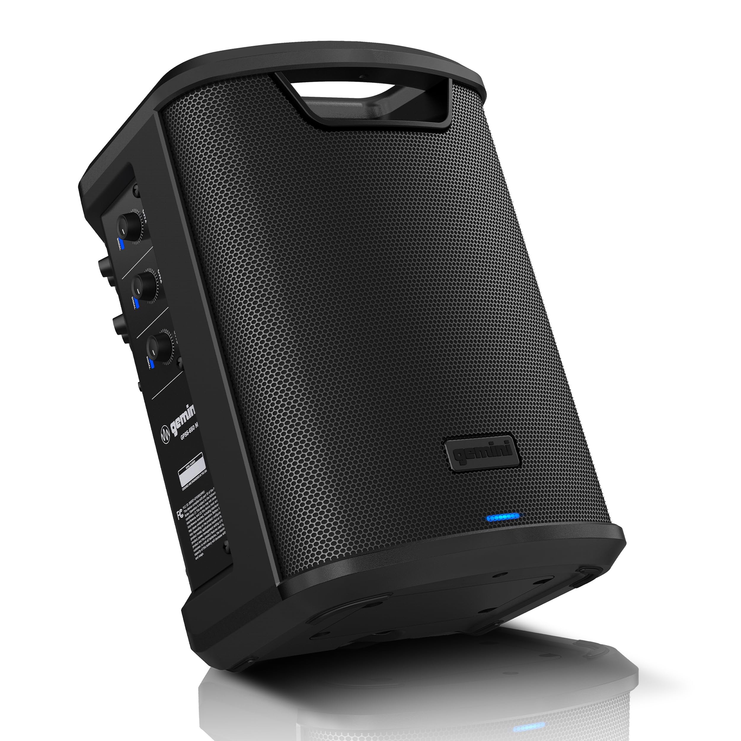 Gemini Sound GPSS-650 MKII portable rechargeable Bluetooth PA speaker — 100W RMS, 6.5" coaxial, 3-channel mixer with reverb