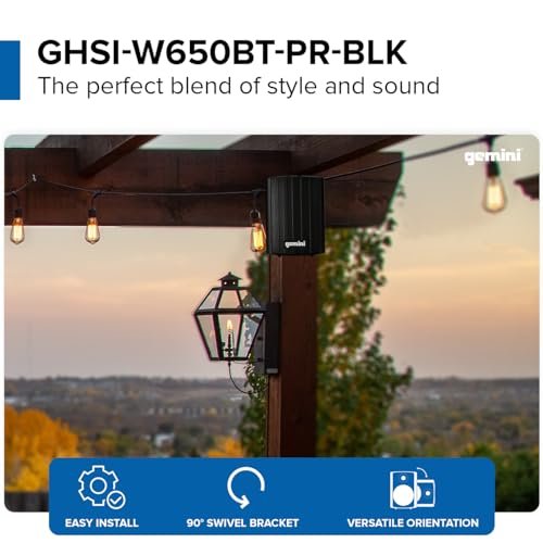 GHSI-W650BT-PR-BLK Waterproof Mountable Outdoor Bluetooth Speakers with Remote Control (Black)